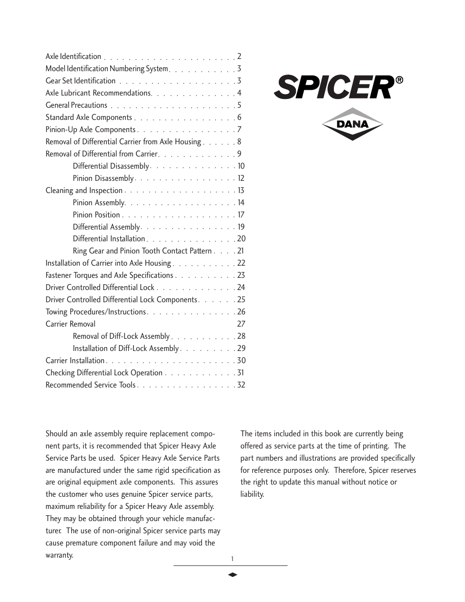 Spicer Drive Axles Service Manual Wheel Reduction Drive Axles (EA-50) User Manual | Page 3 / 36