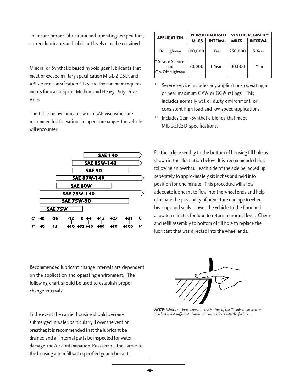 Lubricant recommendations, Aaxle xle lubricant recomendations | Spicer Drive Axles Service Manual Wheel Reduction Drive Axles (EA-50) User Manual | Page 6 / 36