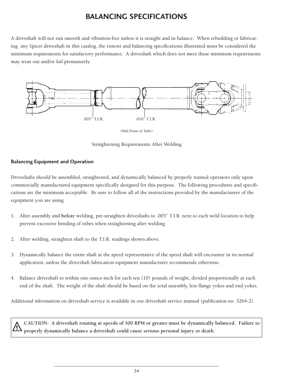 Balancing specifications | Spicer Double Cardan Constant Velocity Joint Assemblies User Manual | Page 33 / 35