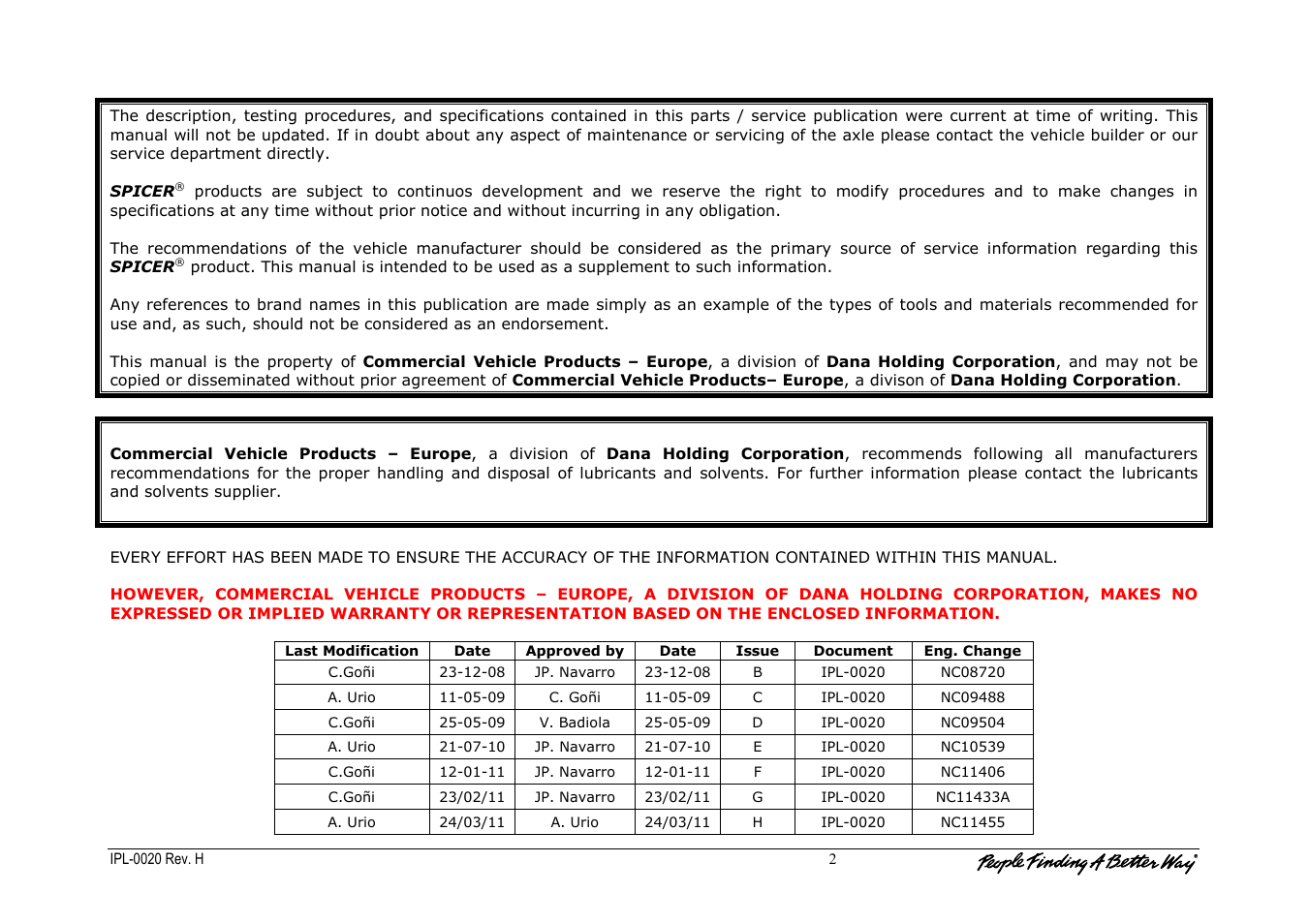 Spicer IPL-0020 User Manual | Page 2 / 8