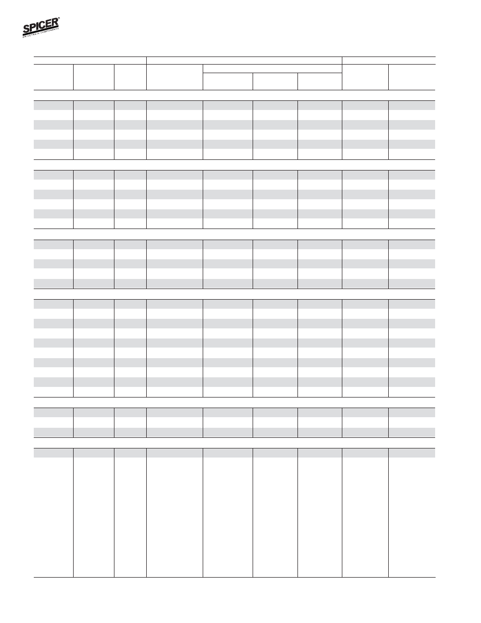 Ford model 60 rear axles, Bill of material table | Spicer Front and Rear Axle Catalog User Manual | Page 104 / 252