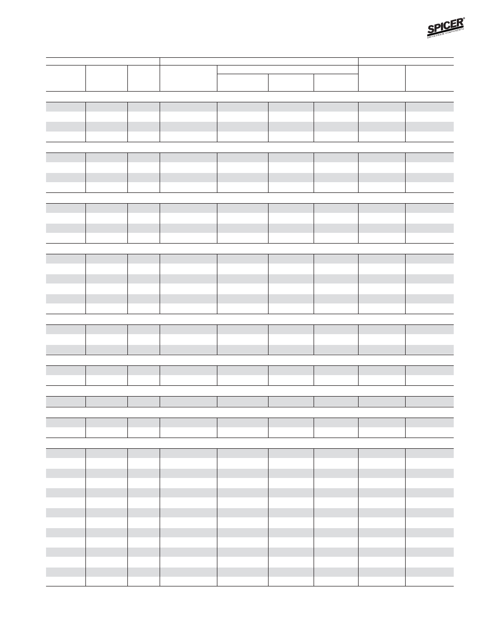 Dodge model 44 front axles, Bill of material table | Spicer Front and Rear Axle Catalog User Manual | Page 11 / 252