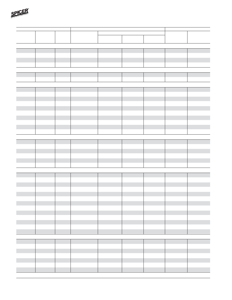 Ford model 44 front axles, Bill of material table | Spicer Front and Rear Axle Catalog User Manual | Page 56 / 252