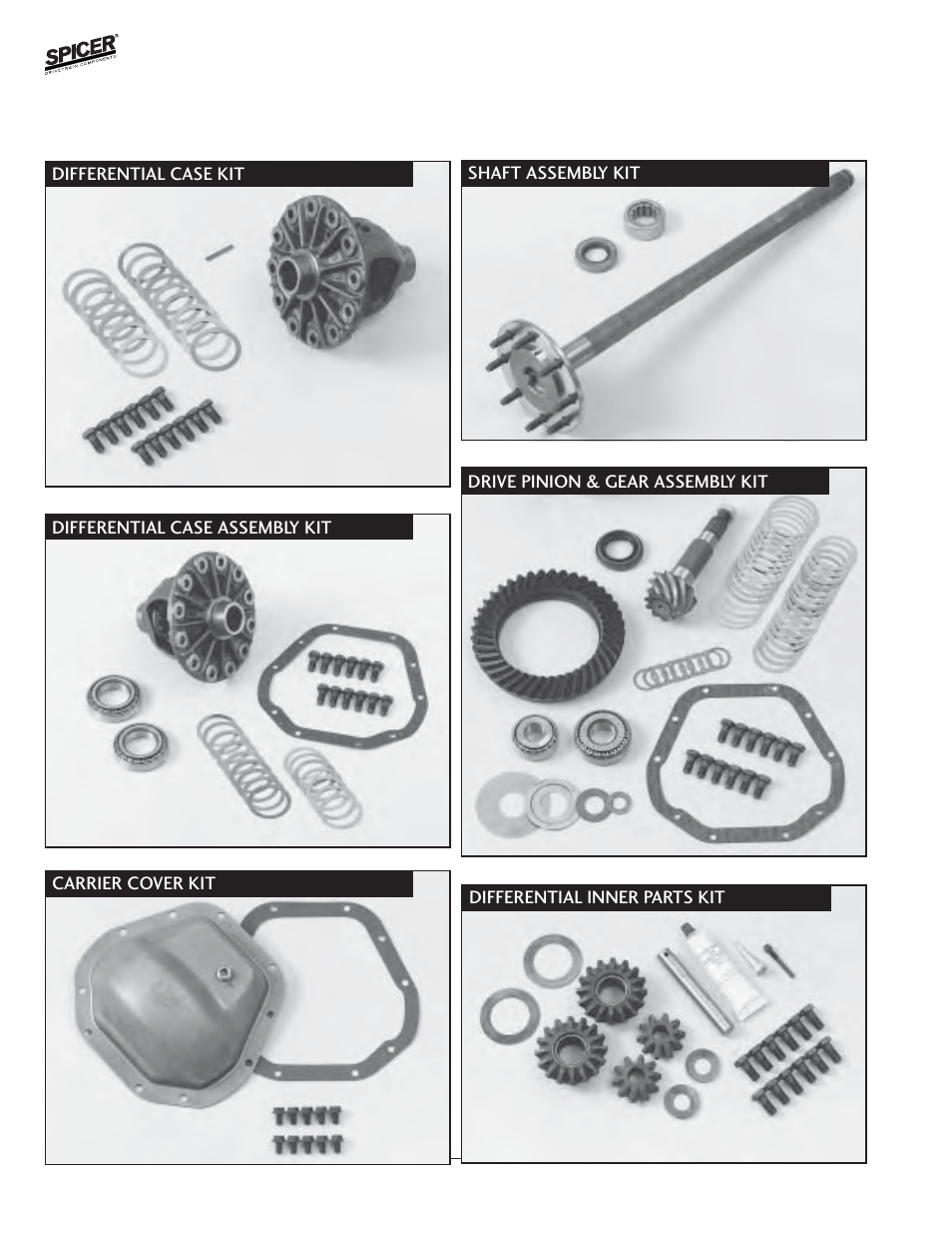 Light axle kits | Spicer Front and Rear Axle Catalog User Manual | Page 6 / 252