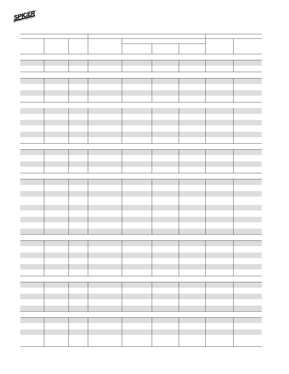 Ford model 44 front axles, Bill of material table | Spicer Front and Rear Axle Catalog User Manual | Page 60 / 252