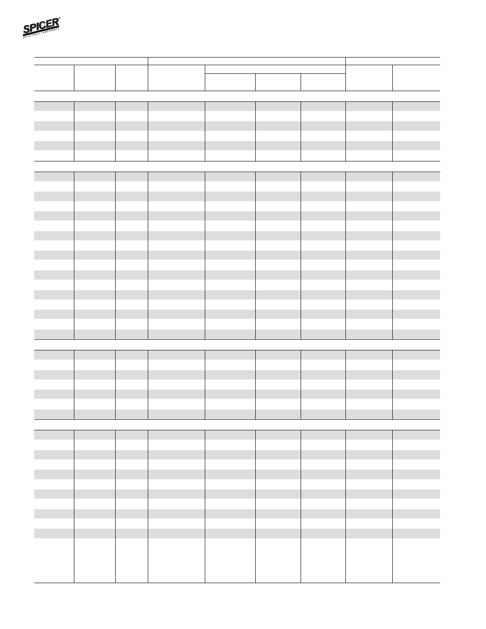 Ford model 44 front axles, Bill of material table | Spicer Front and Rear Axle Catalog User Manual | Page 64 / 252