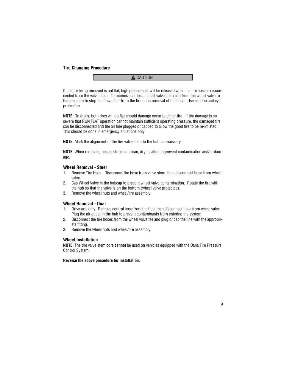 Spicer TPCS (Tire Pressure Control System) Driver Instructions User Manual | Page 11 / 12