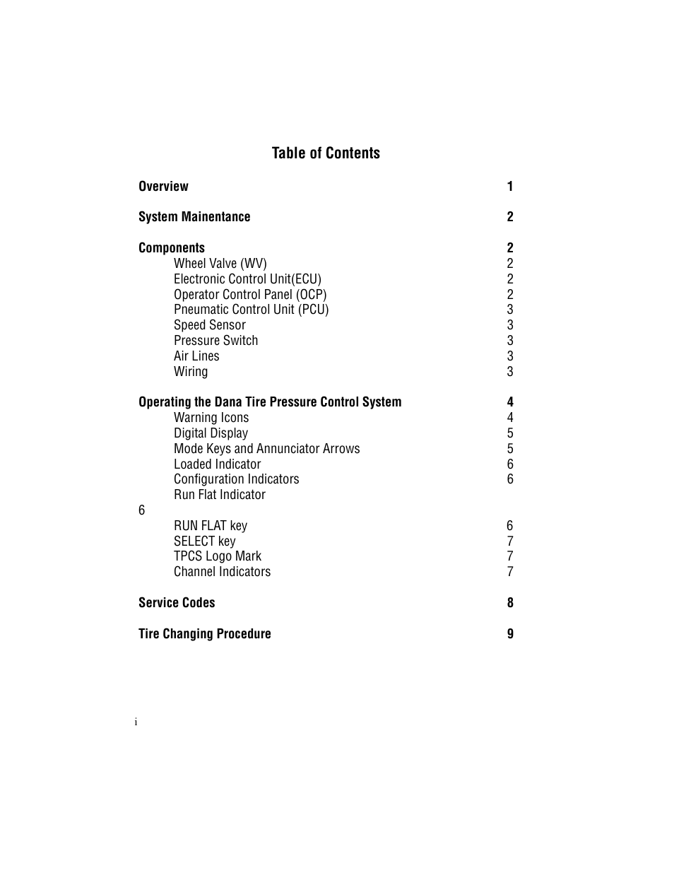 Spicer TPCS (Tire Pressure Control System) Driver Instructions User Manual | Page 2 / 12