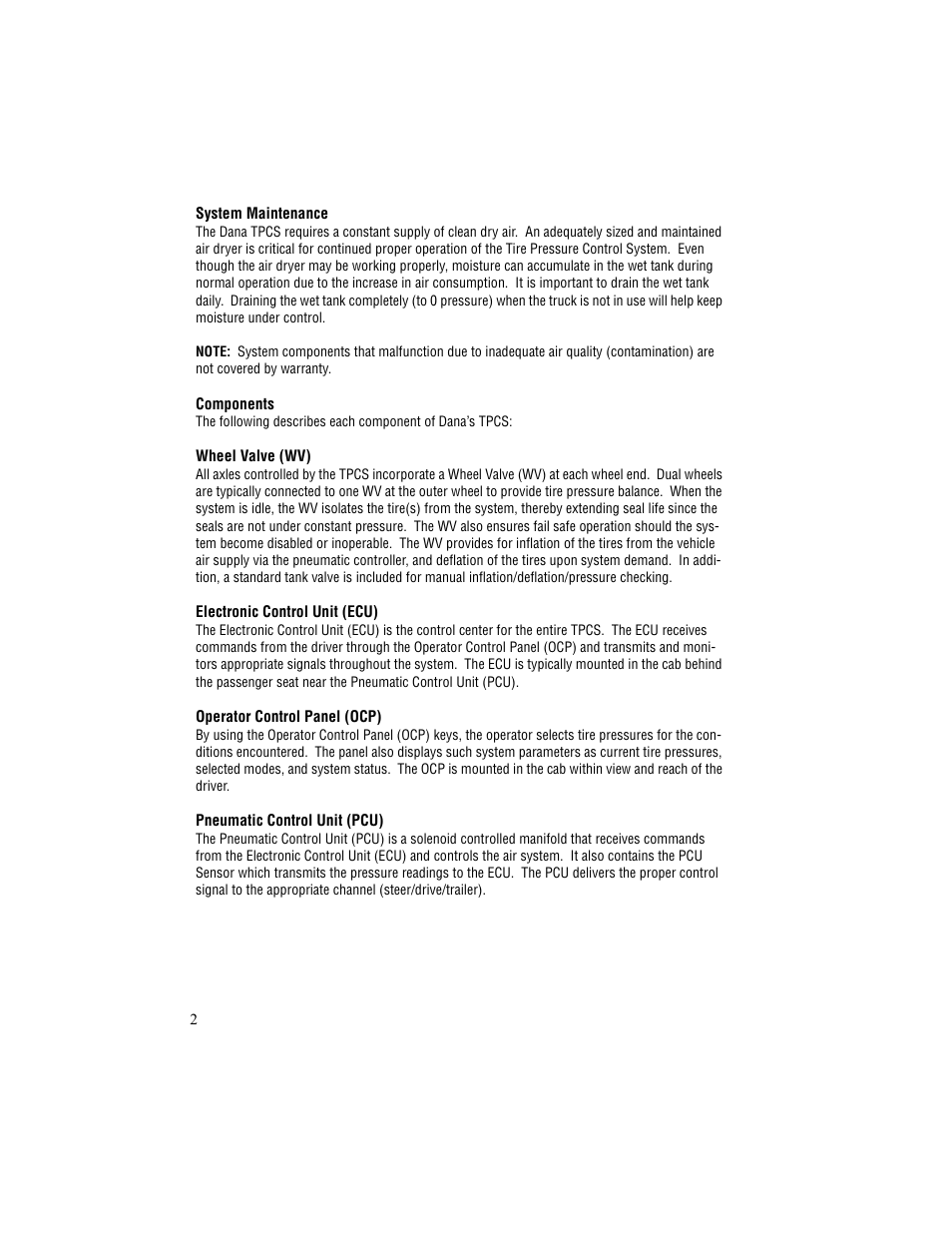 Spicer TPCS (Tire Pressure Control System) Driver Instructions User Manual | Page 4 / 12
