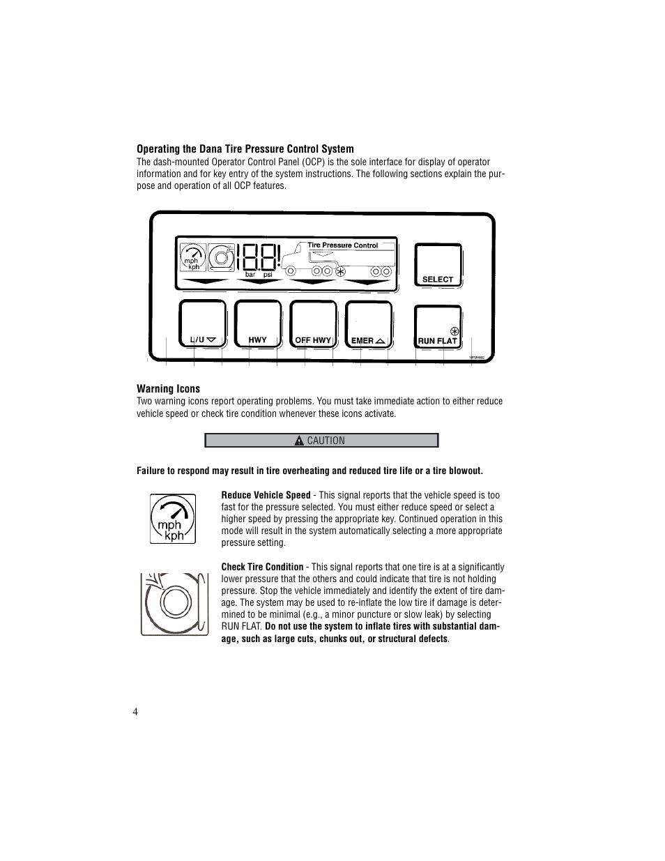 Spicer TPCS (Tire Pressure Control System) Driver Instructions User Manual | Page 6 / 12