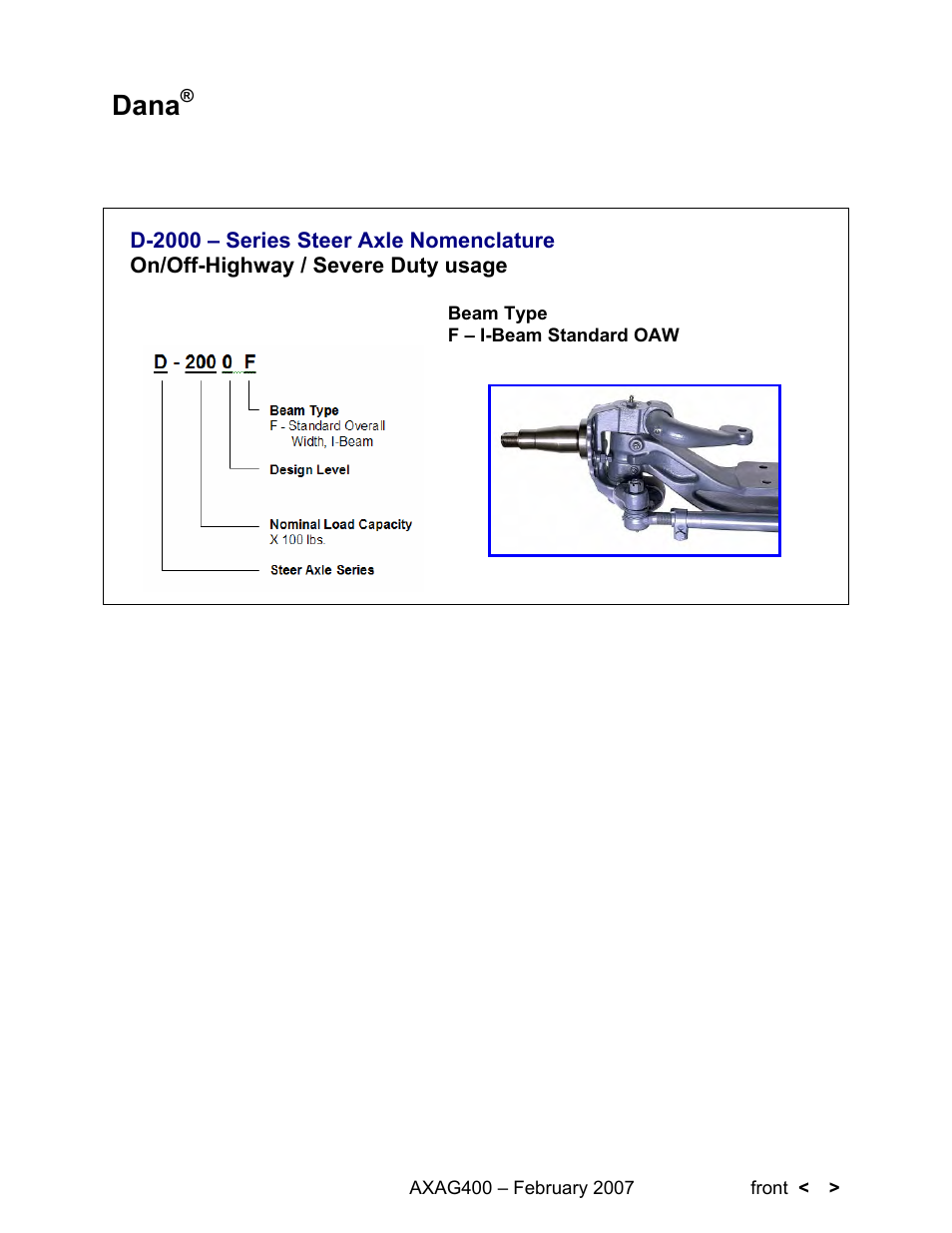 Dana, 6whhu$[ohv | Spicer Steer Axles Application Guidelines User Manual | Page 11 / 46