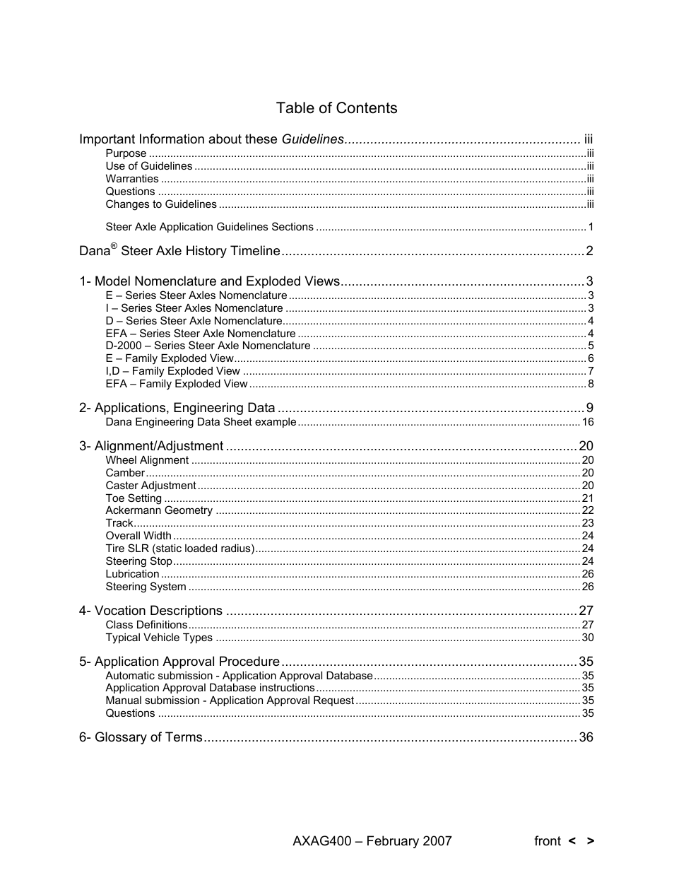 Spicer Steer Axles Application Guidelines User Manual | Page 3 / 46