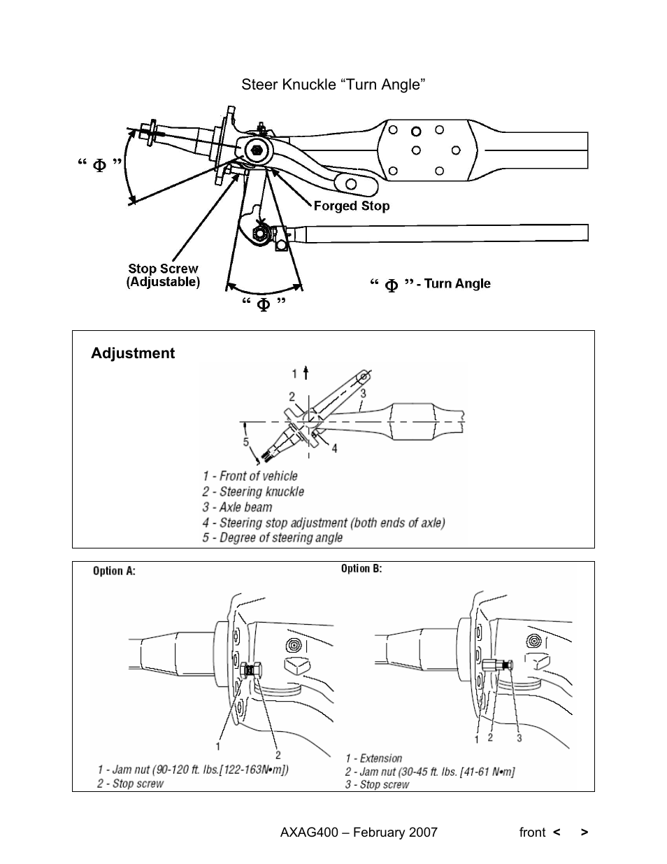 Steer knuckle “turn angle, Adjustment | Spicer Steer Axles Application Guidelines User Manual | Page 31 / 46