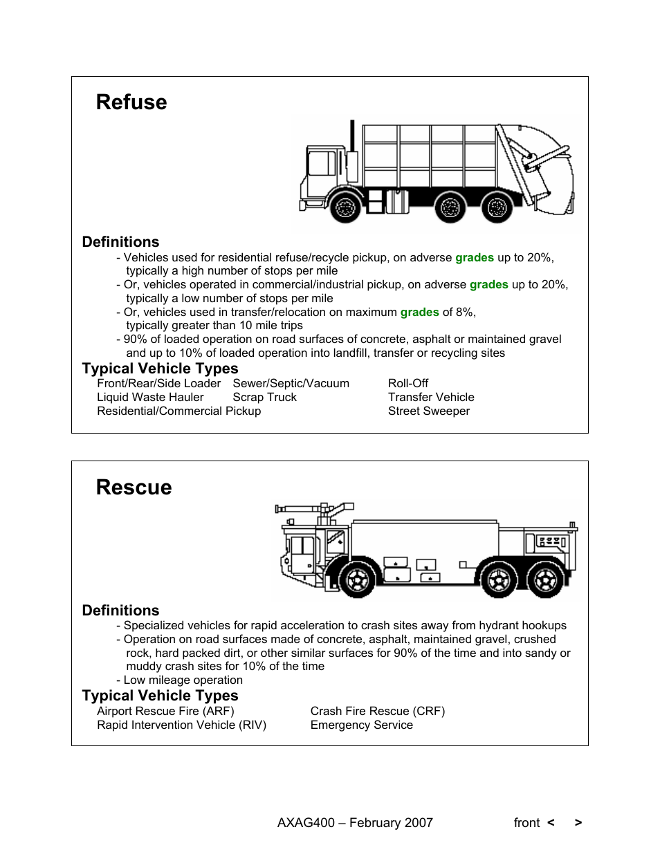 Refuse, Rescue | Spicer Steer Axles Application Guidelines User Manual | Page 39 / 46