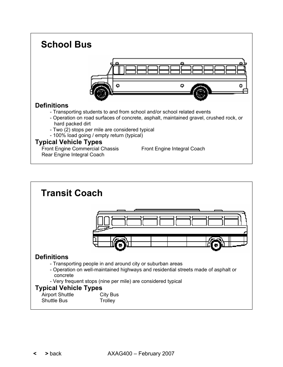 School bus, Transit coach | Spicer Steer Axles Application Guidelines User Manual | Page 40 / 46