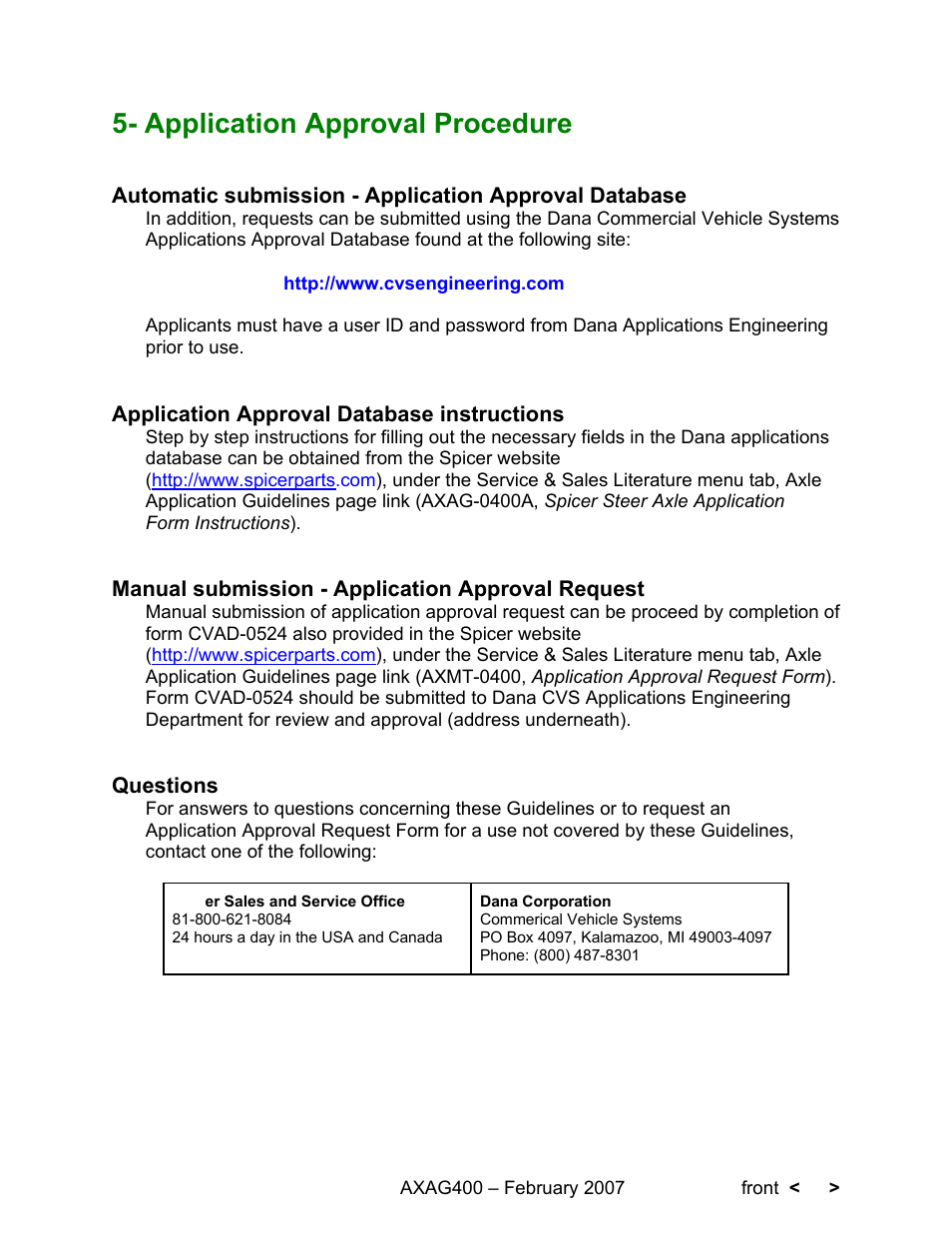 Application approval procedure | Spicer Steer Axles Application Guidelines User Manual | Page 41 / 46