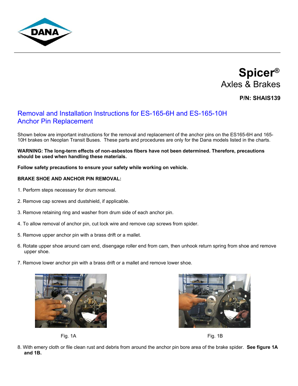 Spicer ES-165-10H User Manual | 3 pages