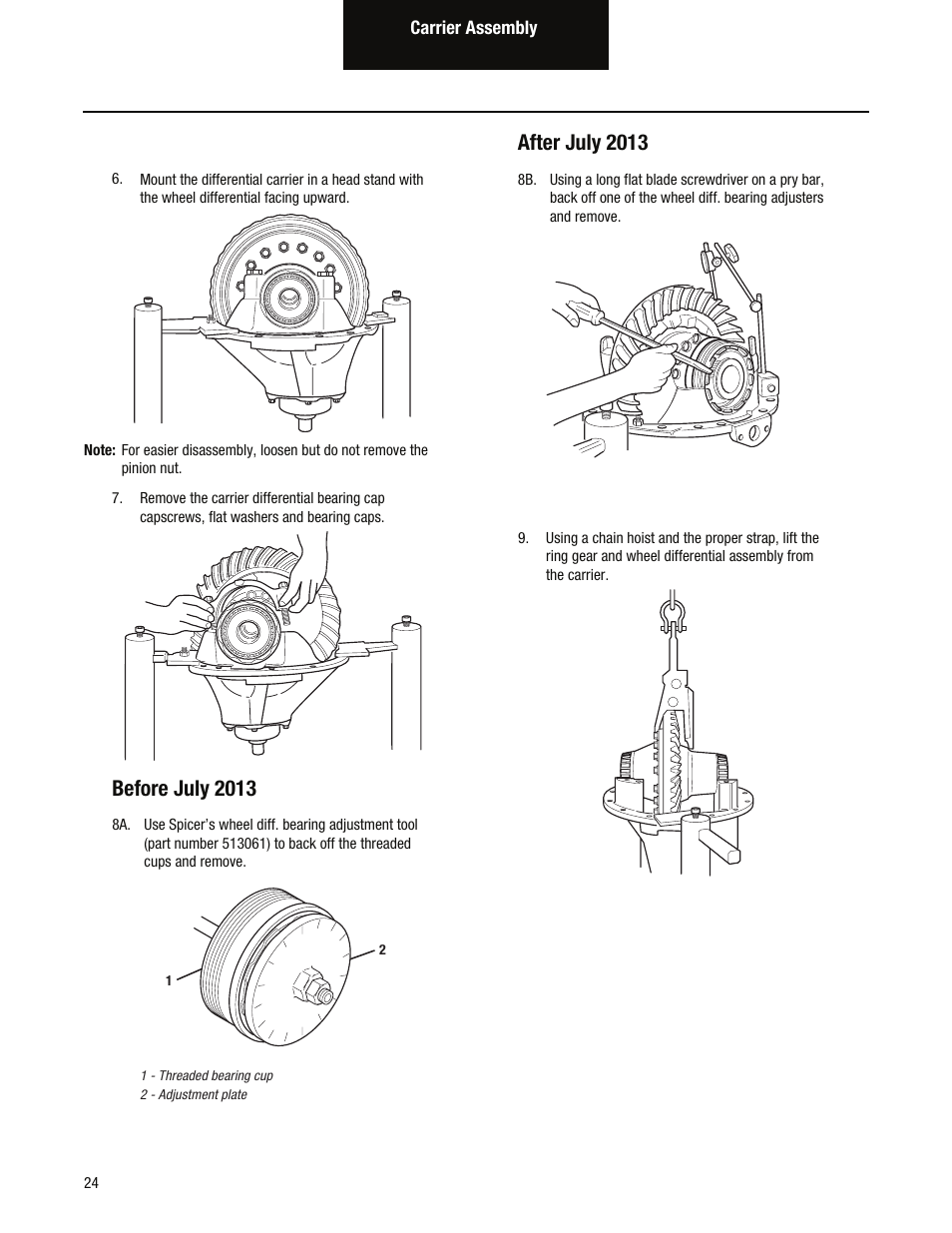 Before july 2013, After july 2013 | Spicer Tandem Drive Axles Service Manual D170, D190, and D590 Series User Manual | Page 28 / 98