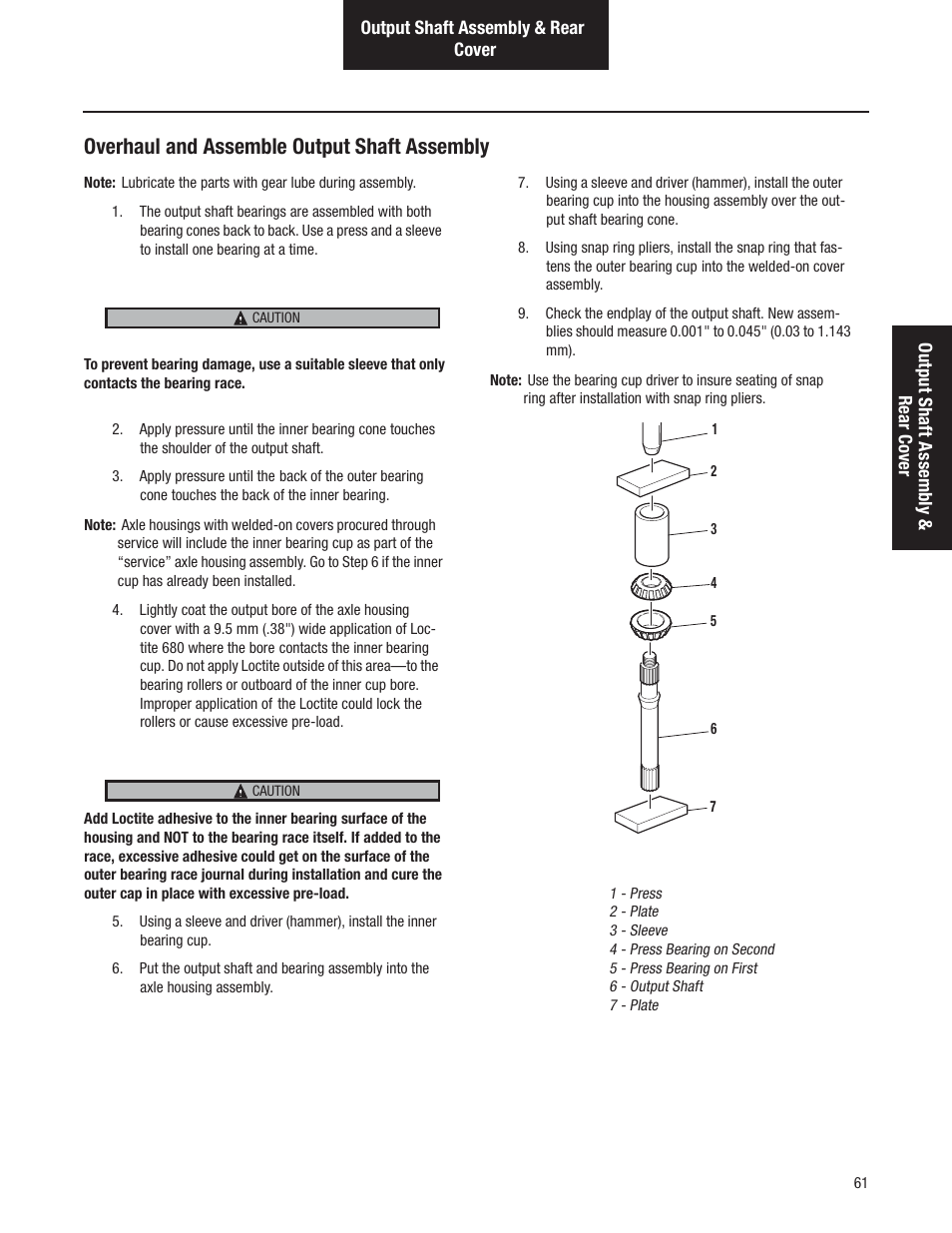 Overhaul and assemble output shaft assembly | Spicer Tandem Drive Axles Service Manual D170, D190, and D590 Series User Manual | Page 65 / 98