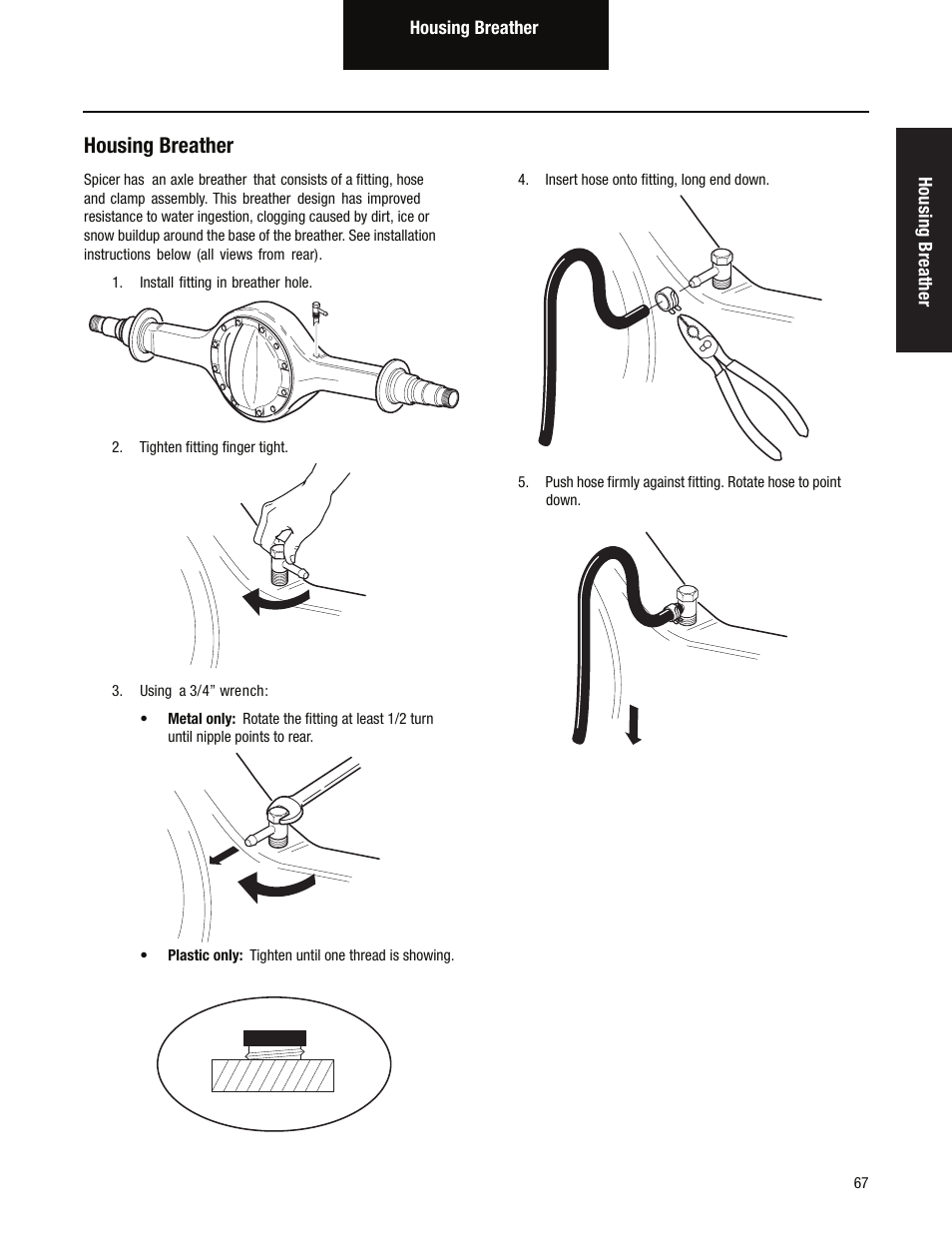 Housing breather | Spicer Tandem Drive Axles Service Manual D170, D190, and D590 Series User Manual | Page 71 / 98