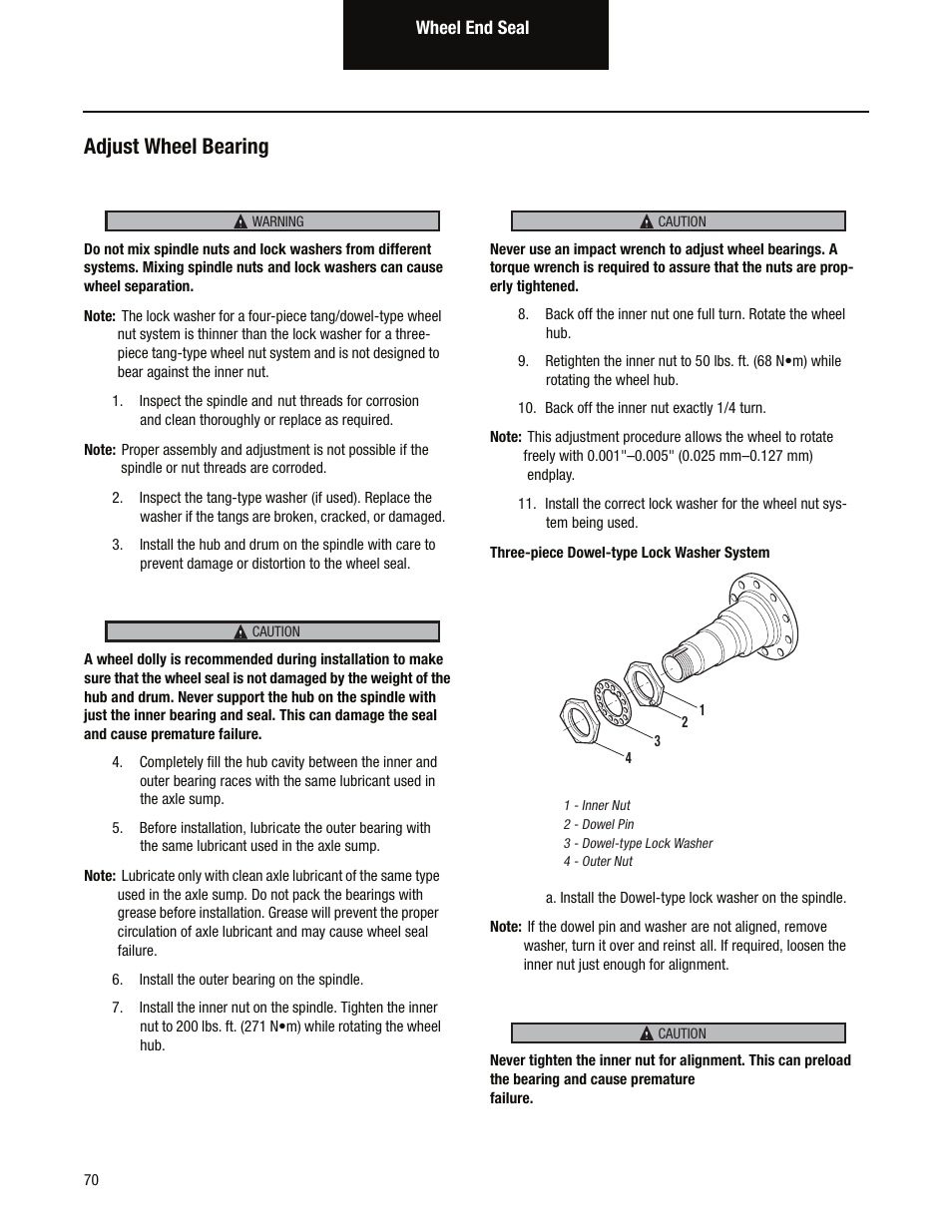 Adjust wheel bearing | Spicer Tandem Drive Axles Service Manual D170, D190, and D590 Series User Manual | Page 74 / 98