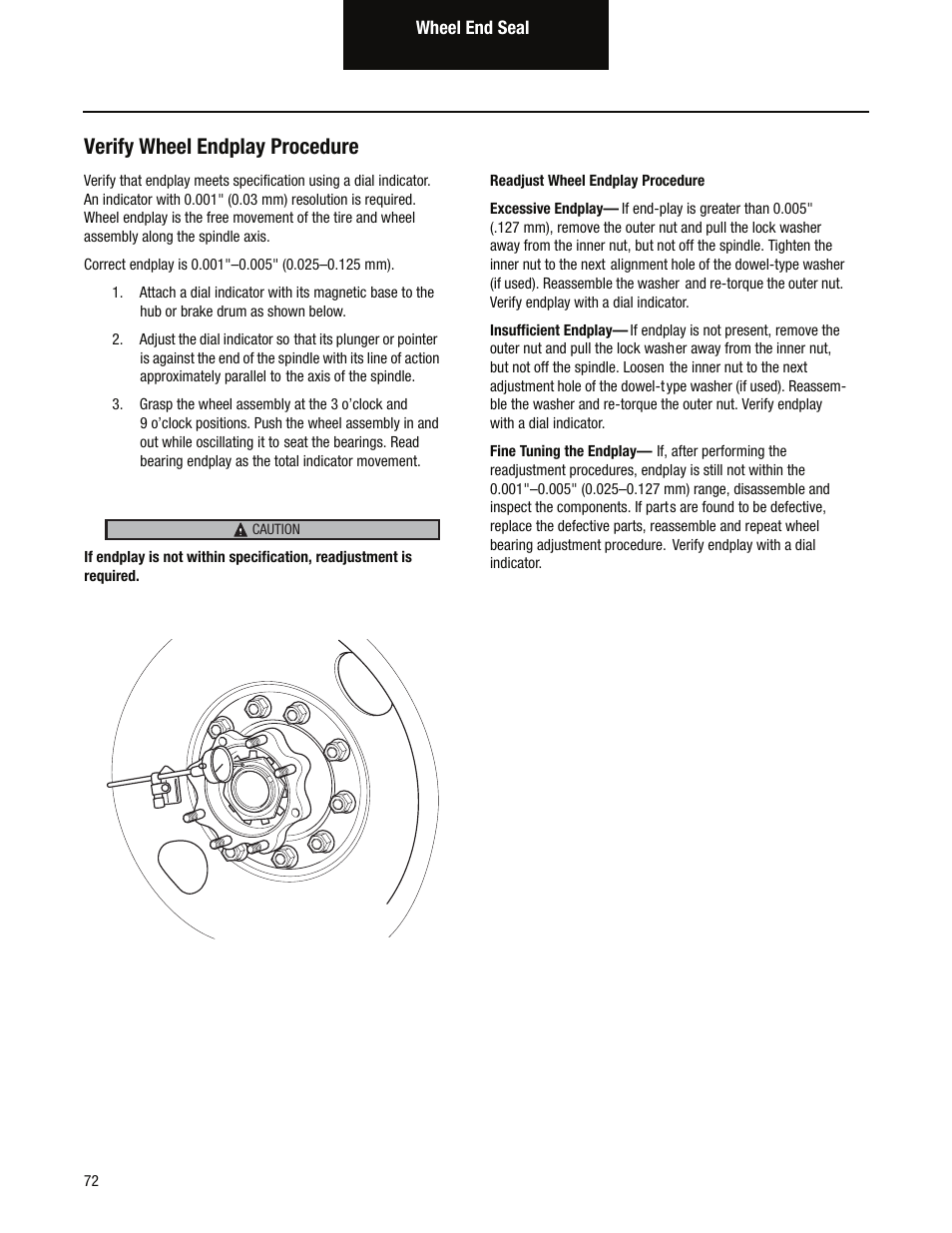 Verify wheel endplay procedure | Spicer Tandem Drive Axles Service Manual D170, D190, and D590 Series User Manual | Page 76 / 98