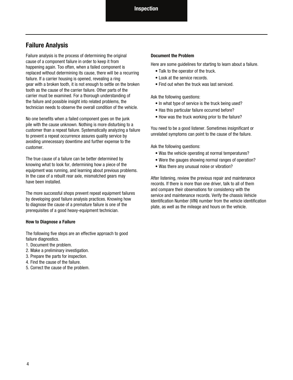 Failure analysis | Spicer Tandem Drive Axles Service Manual D170, D190, and D590 Series User Manual | Page 8 / 98