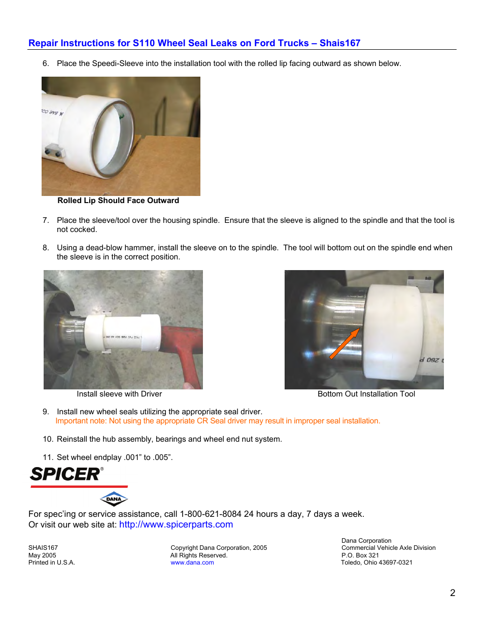 Spicer S110 User Manual | Page 2 / 2