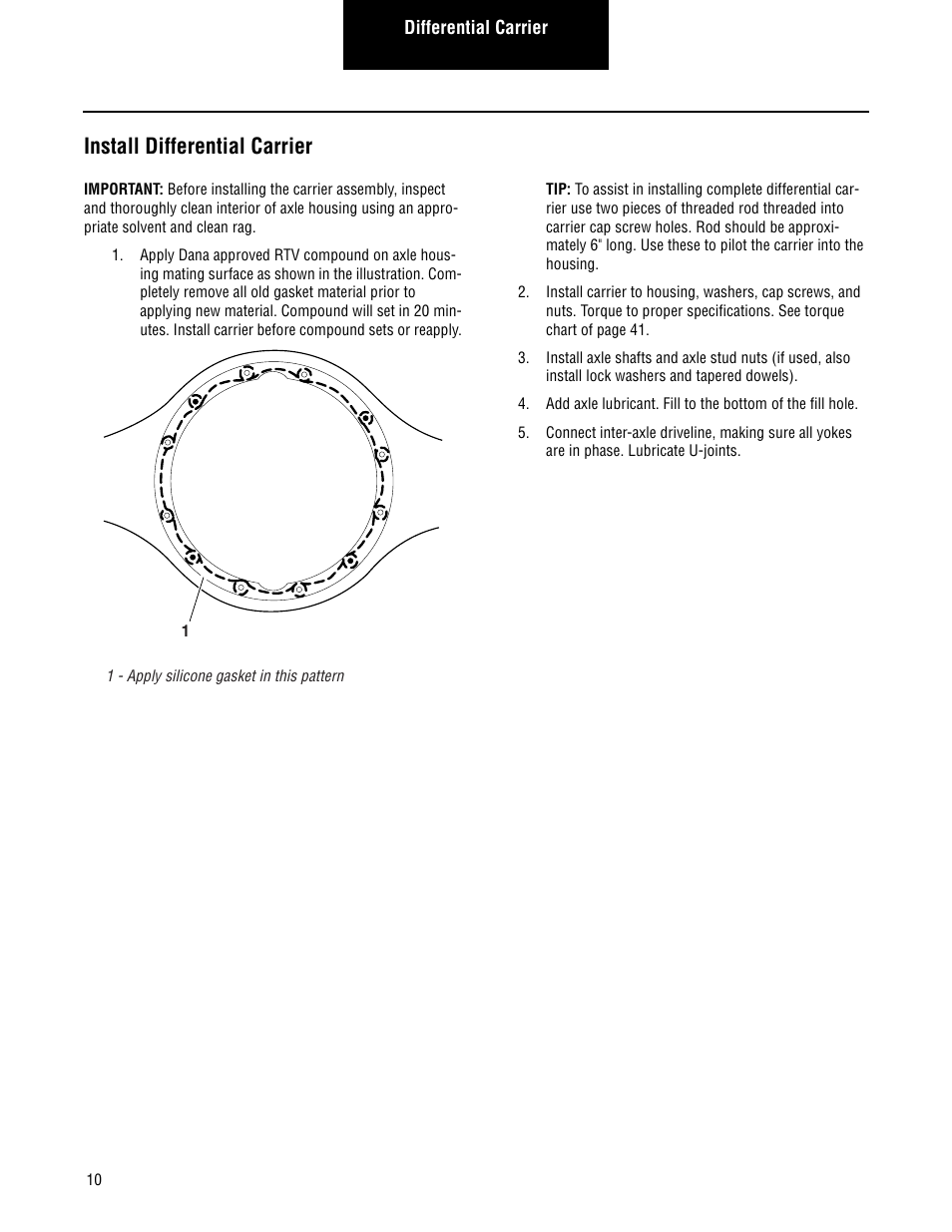 Install differential carrier | Spicer Single Drive Axles Service Manual: S135L, S135N, S135S, S150L, S150N, S150S User Manual | Page 14 / 50