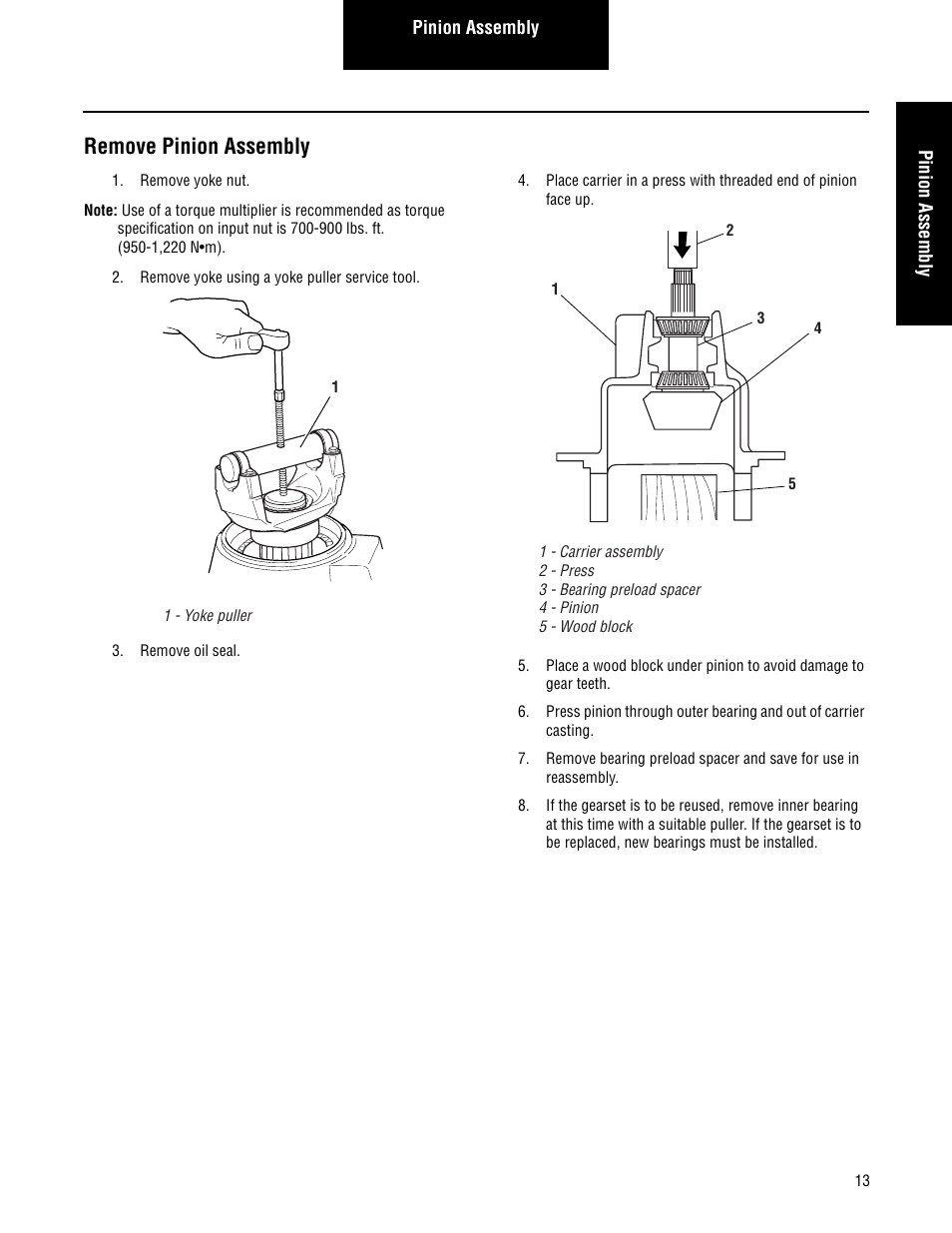 Remove pinion assembly | Spicer Single Drive Axles Service Manual: S135L, S135N, S135S, S150L, S150N, S150S User Manual | Page 17 / 50