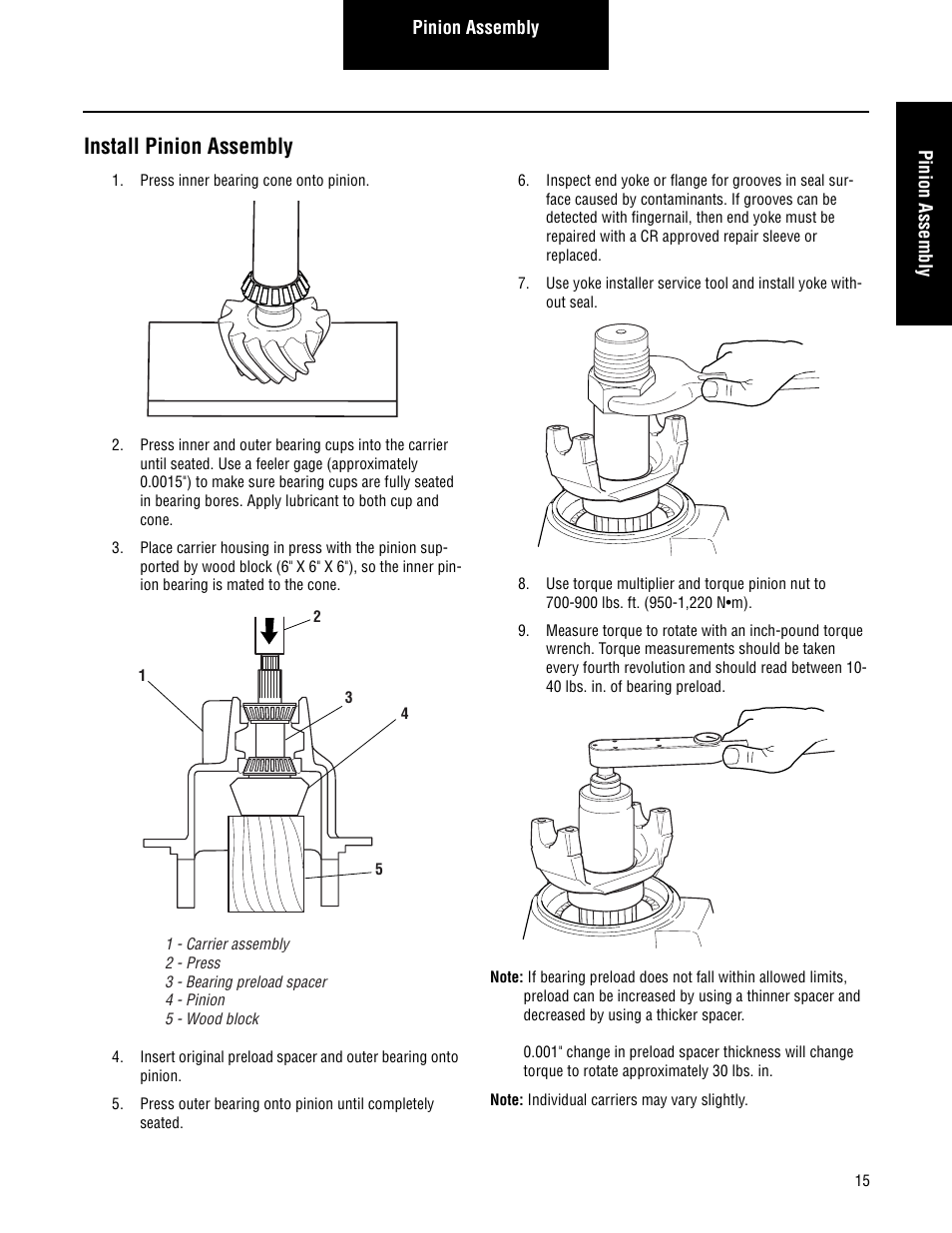 Install pinion assembly | Spicer Single Drive Axles Service Manual: S135L, S135N, S135S, S150L, S150N, S150S User Manual | Page 19 / 50