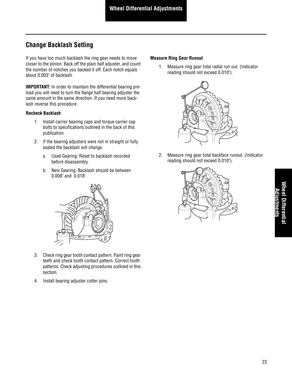 Change backlash setting | Spicer Single Drive Axles Service Manual: S135L, S135N, S135S, S150L, S150N, S150S User Manual | Page 27 / 50