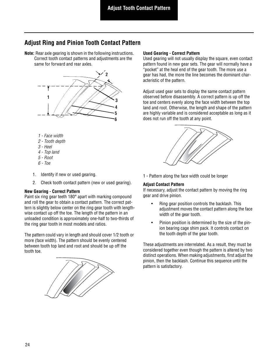 Adjust ring and pinion tooth contact pattern | Spicer Single Drive Axles Service Manual: S135L, S135N, S135S, S150L, S150N, S150S User Manual | Page 28 / 50