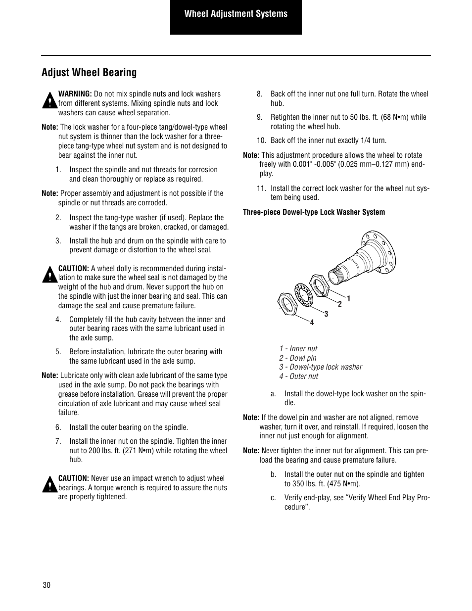 Adjust wheel bearing | Spicer Single Drive Axles Service Manual: S135L, S135N, S135S, S150L, S150N, S150S User Manual | Page 34 / 50