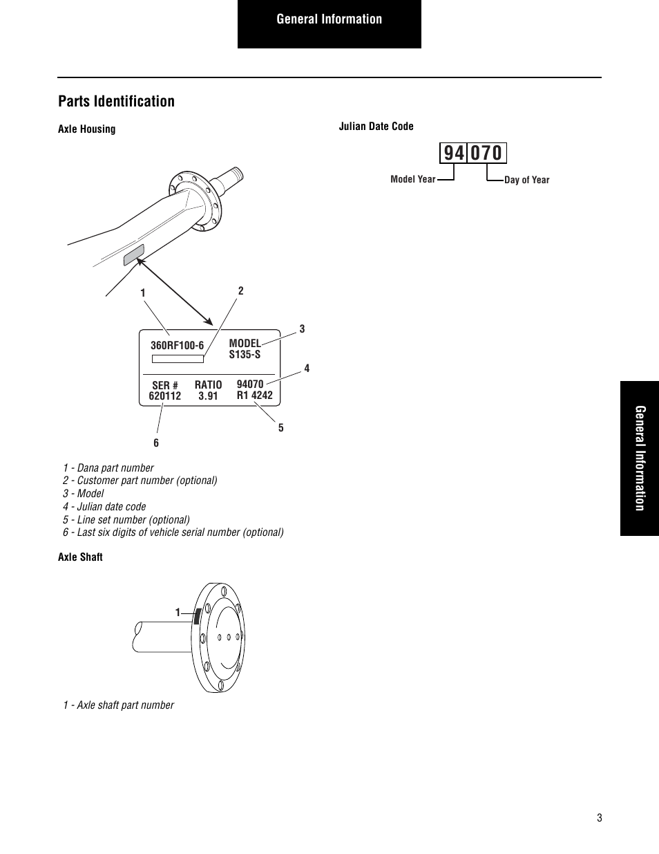 Parts identification | Spicer Single Drive Axles Service Manual: S135L, S135N, S135S, S150L, S150N, S150S User Manual | Page 7 / 50