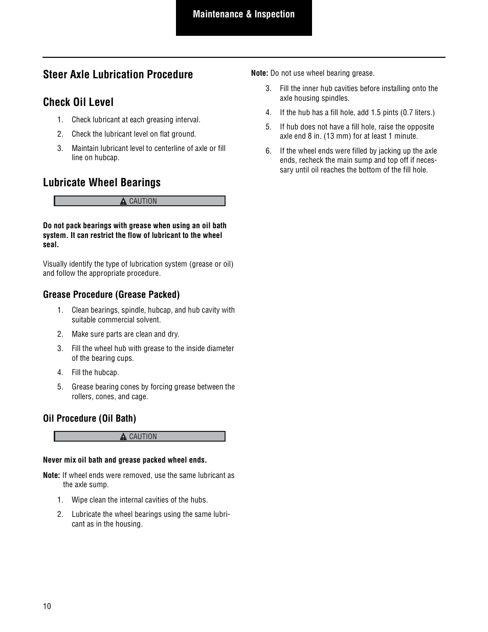 Steer axle lubrication procedure check oil level, Lubricate wheel bearings | Spicer Steer and Drive Wheel Ends Service Manual User Manual | Page 12 / 56