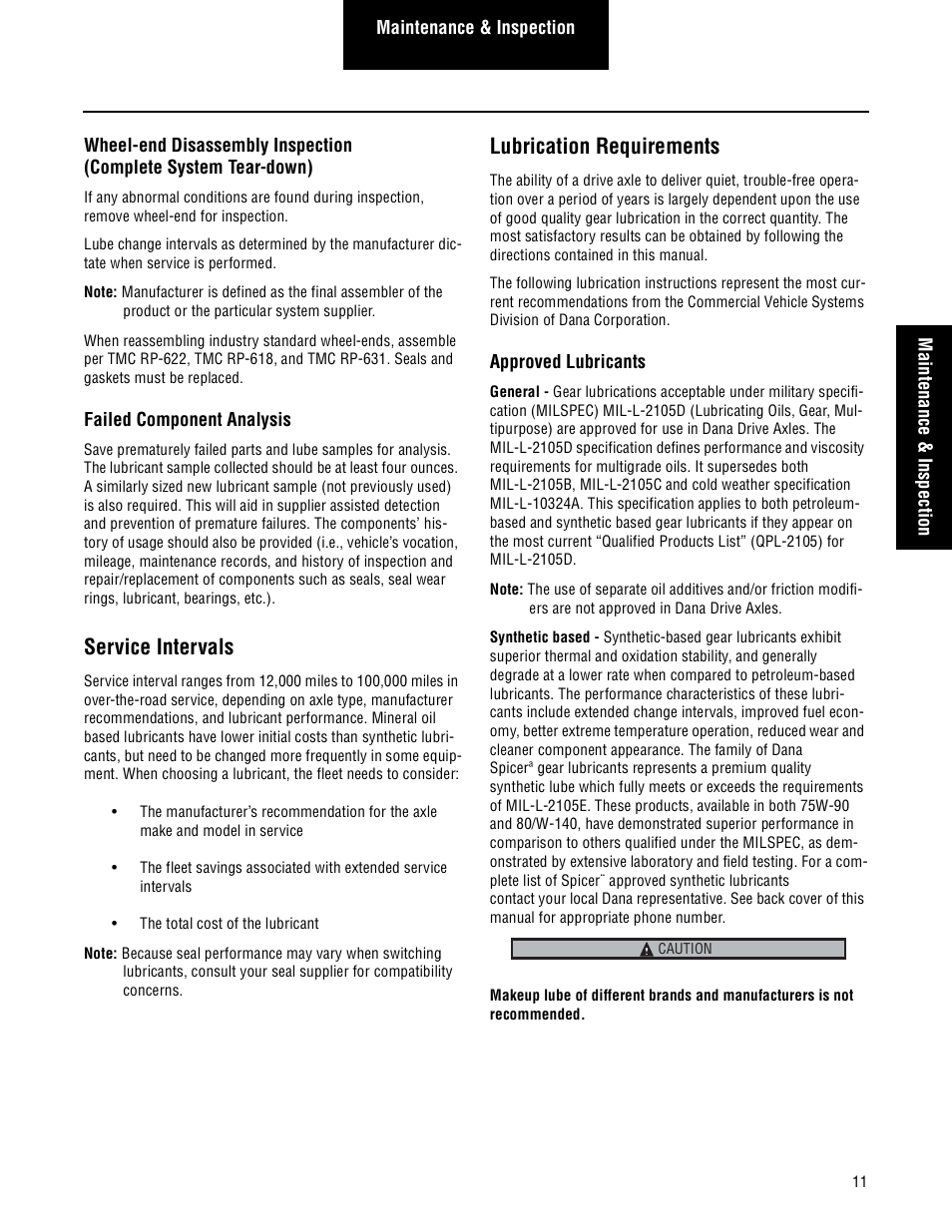 Service intervals, Lubrication requirements | Spicer Steer and Drive Wheel Ends Service Manual User Manual | Page 13 / 56