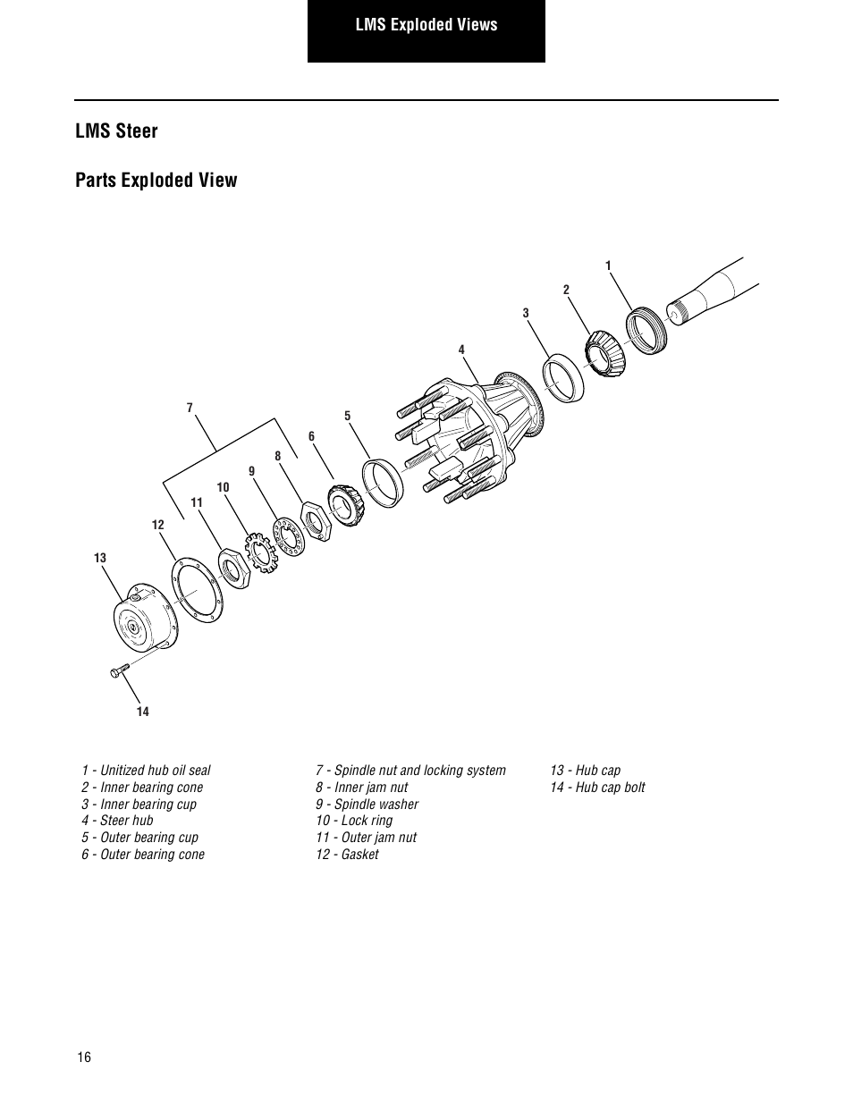 Lms steer, Lms steer parts exploded view | Spicer Steer and Drive Wheel Ends Service Manual User Manual | Page 18 / 56