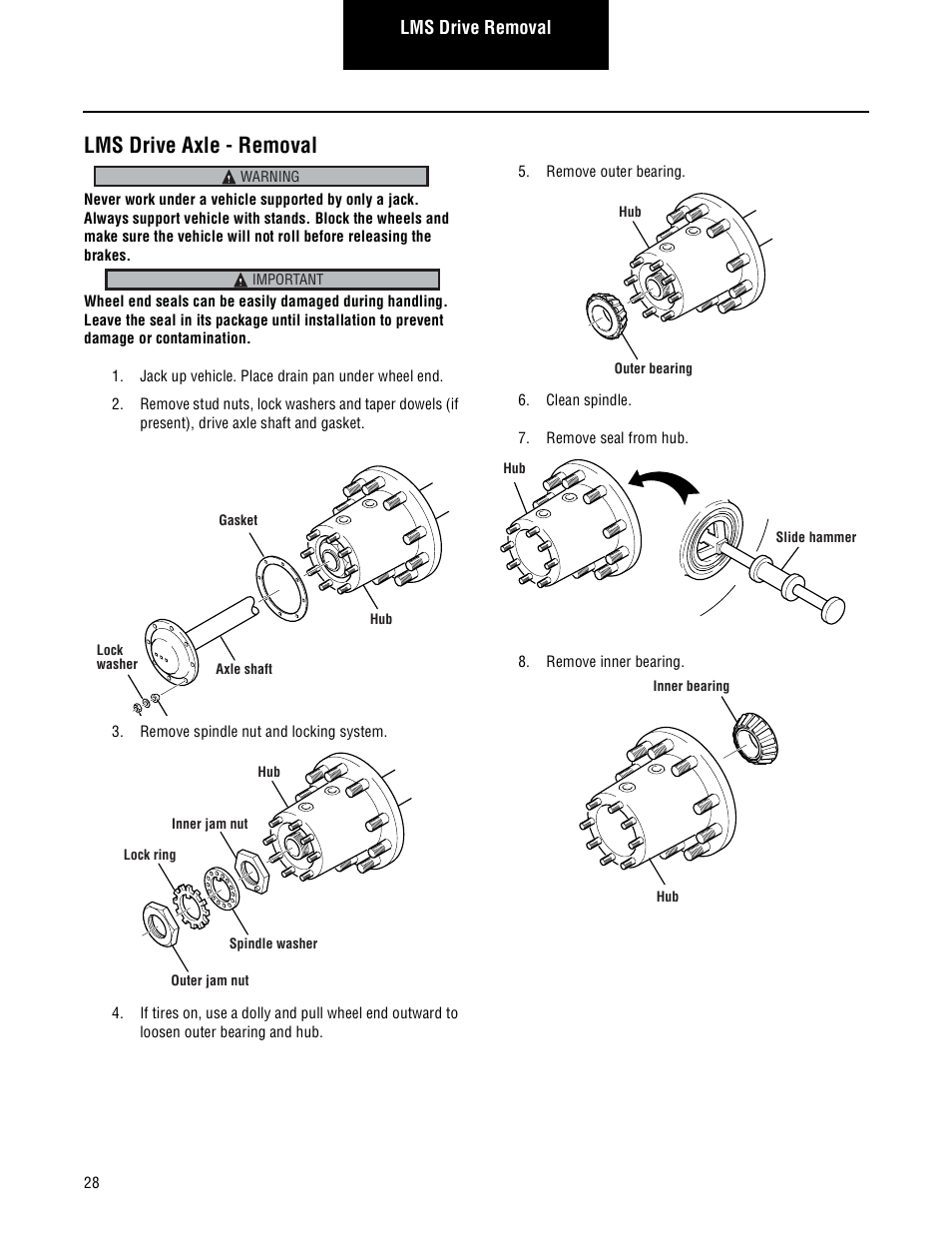 Lms drive axle - removal | Spicer Steer and Drive Wheel Ends Service Manual User Manual | Page 30 / 56