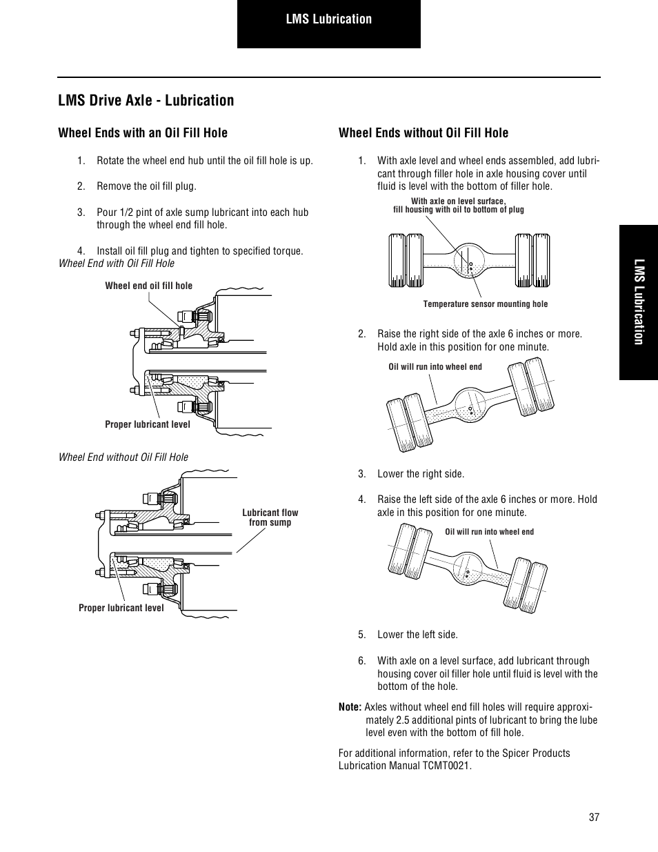 Lms drive axle - lubrication | Spicer Steer and Drive Wheel Ends Service Manual User Manual | Page 39 / 56