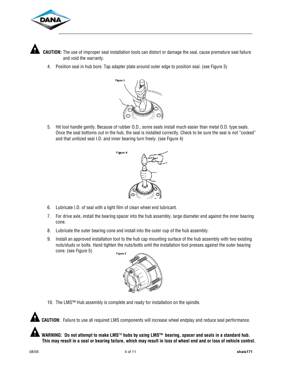 Spicer Dana LMS Hub Assembly Procedure – Steer and Drive Axles User Manual | Page 4 / 11