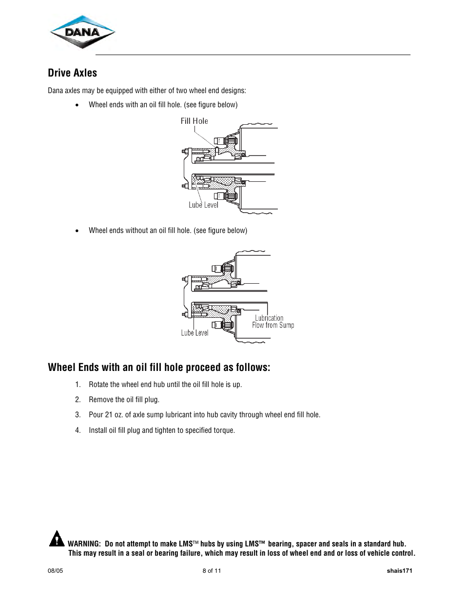 Drive axles | Spicer Dana LMS Hub Assembly Procedure – Steer and Drive Axles User Manual | Page 8 / 11