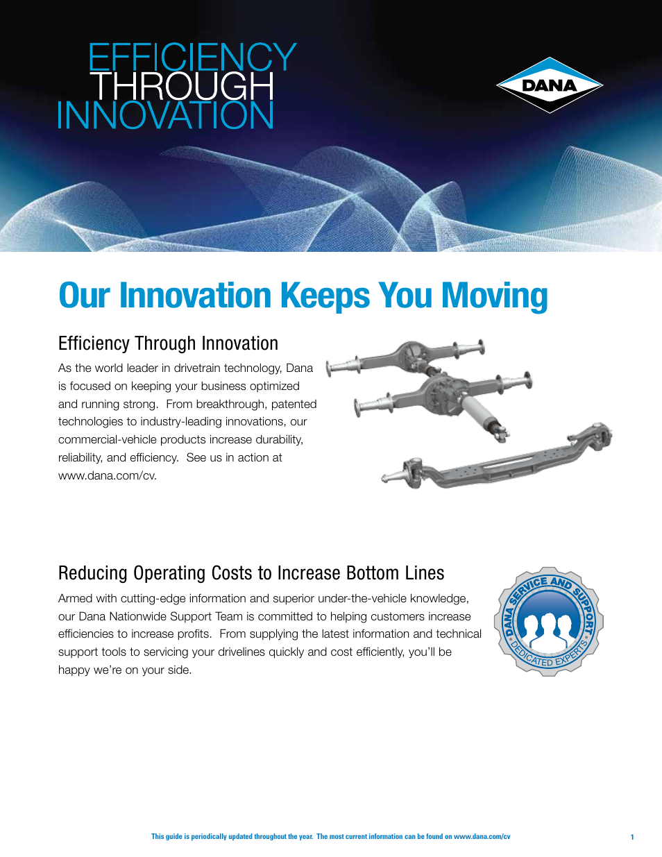 Our innovation keeps you moving, Efficiency through innovation, Reducing operating costs to increase bottom lines | Spicer Axle, Driveshaft, Tire Management Systems, and Wheel-End Systems Specifications Guide 2013 User Manual | Page 3 / 40