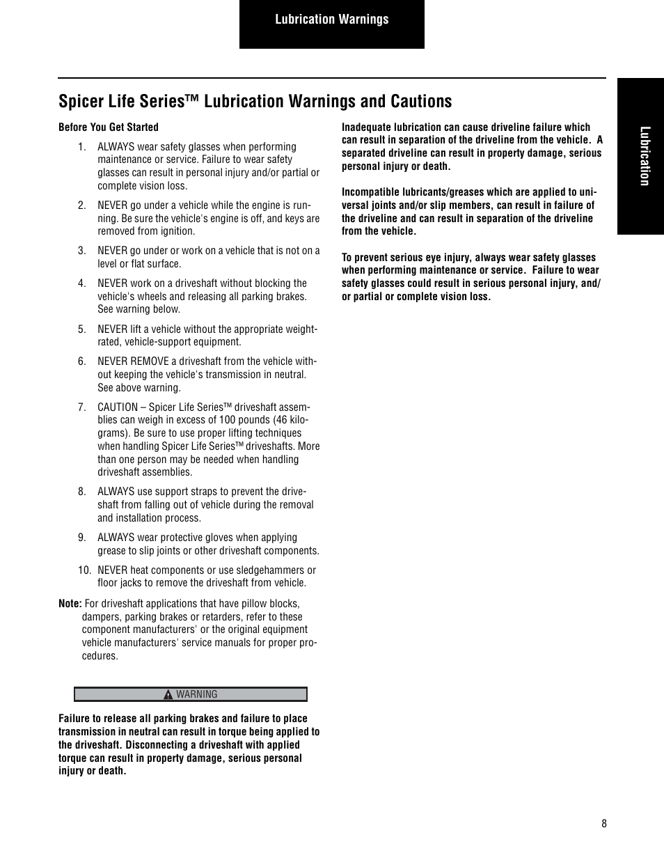 Spicer Driveshafts Service Manual User Manual | Page 11 / 36