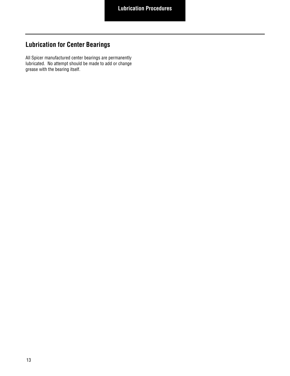 Lubrication for center bearings | Spicer Driveshafts Service Manual User Manual | Page 16 / 36