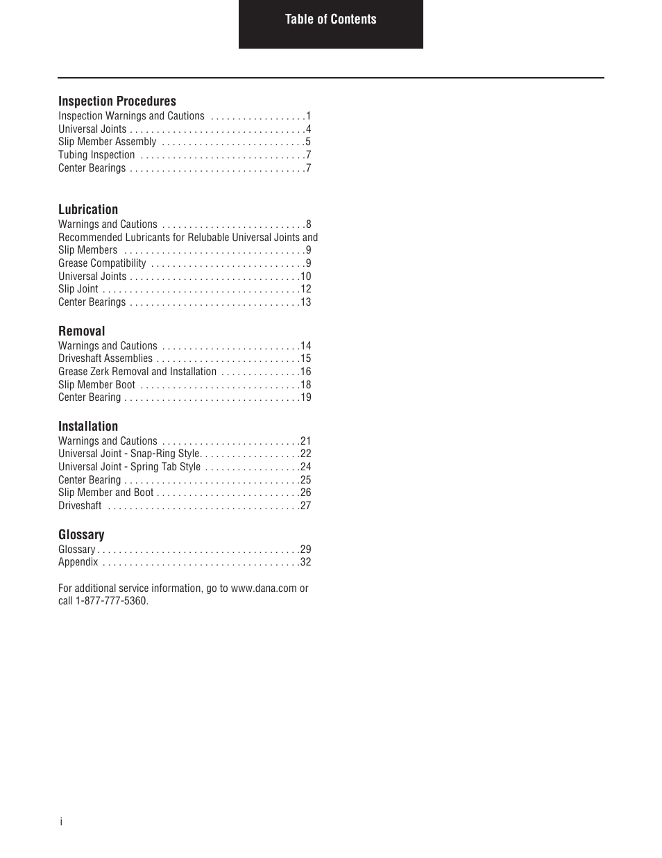 Spicer Driveshafts Service Manual User Manual | Page 2 / 36