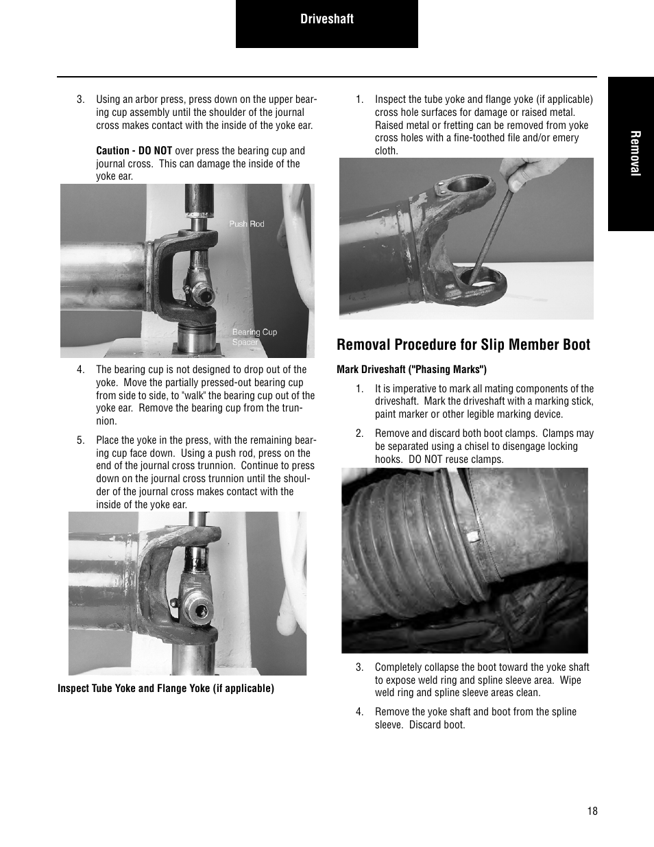 Removal procedure for slip member boot | Spicer Driveshafts Service Manual User Manual | Page 21 / 36