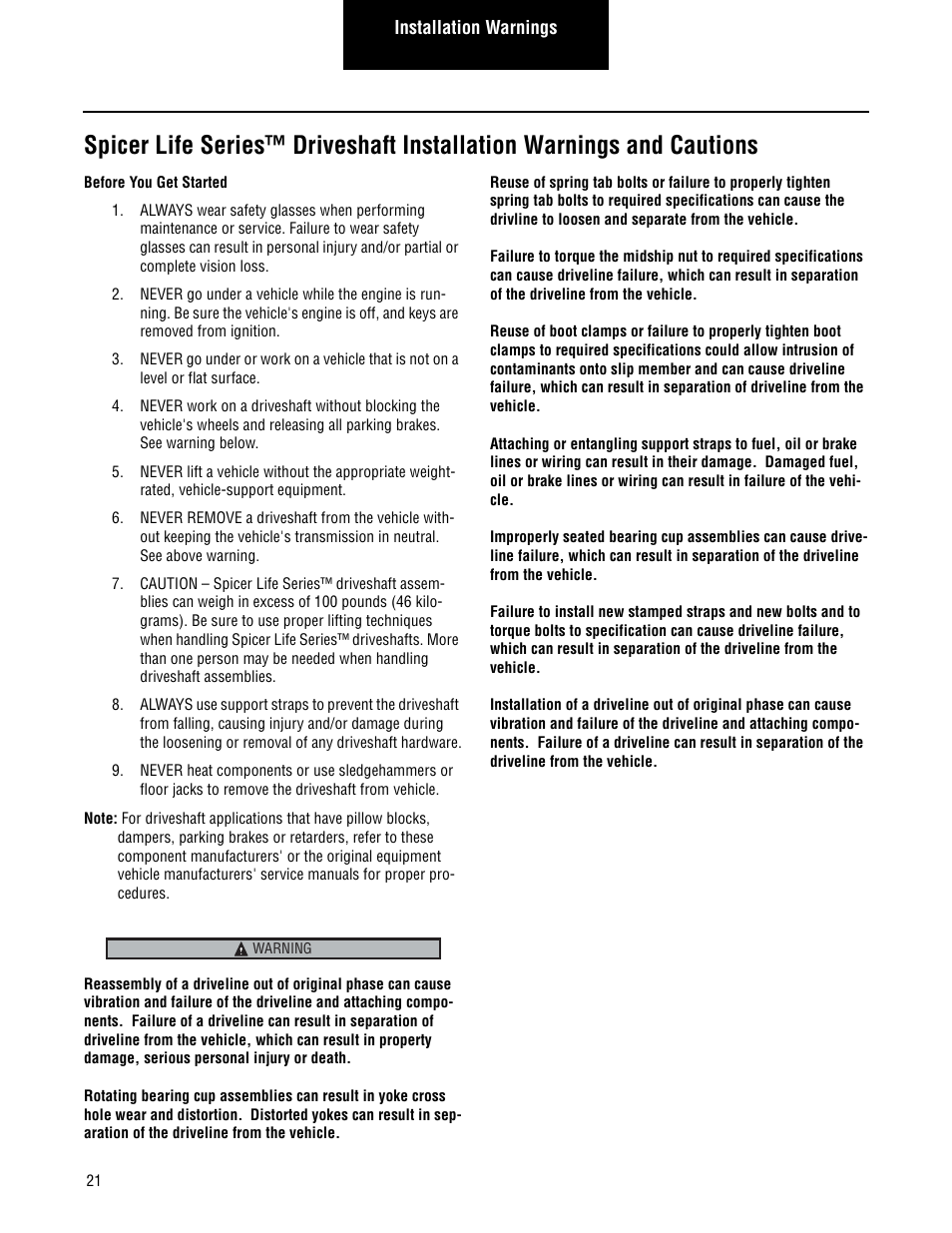 Spicer Driveshafts Service Manual User Manual | Page 24 / 36