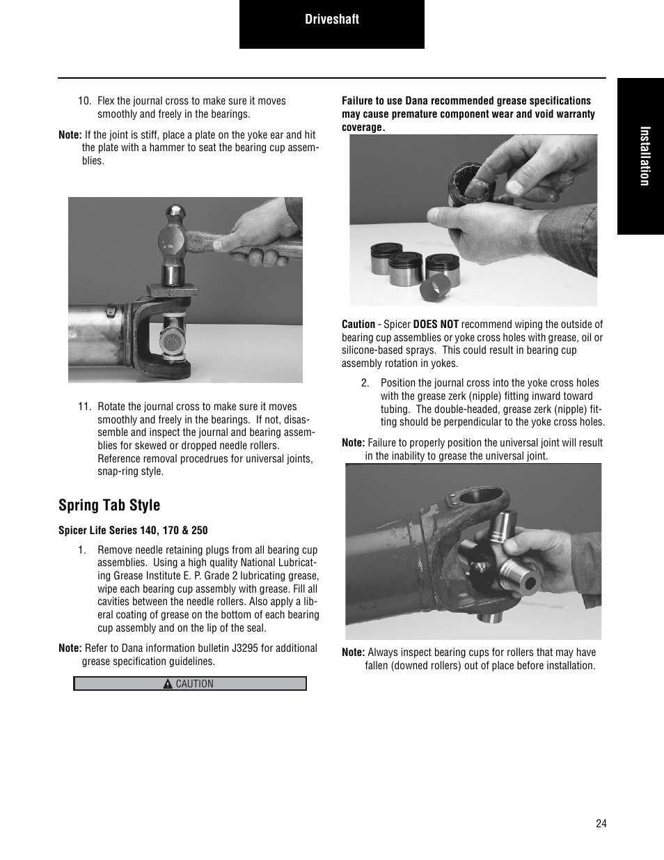 Spring tab style | Spicer Driveshafts Service Manual User Manual | Page 27 / 36