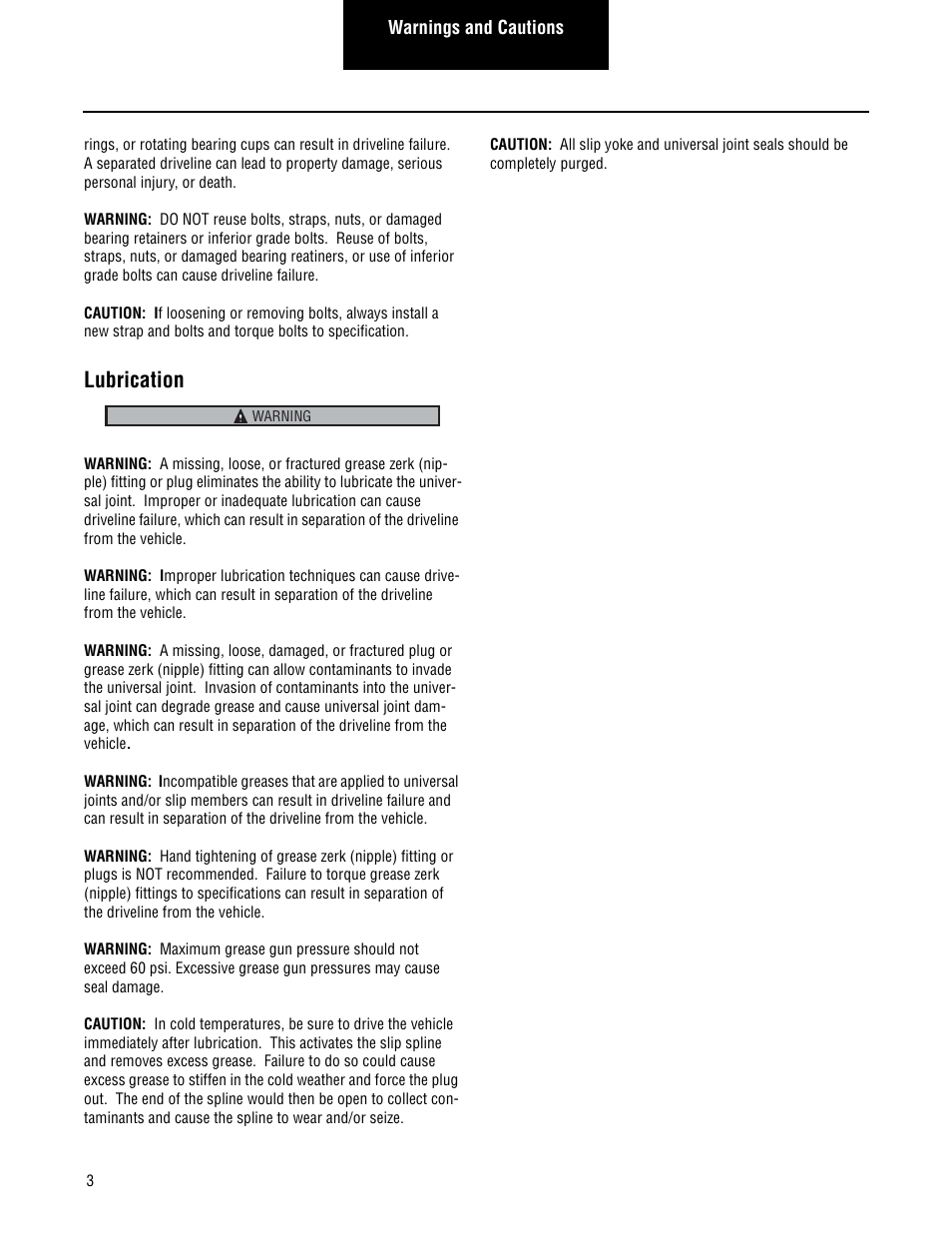 Lubrication | Spicer Driveshafts Service Manual User Manual | Page 6 / 36